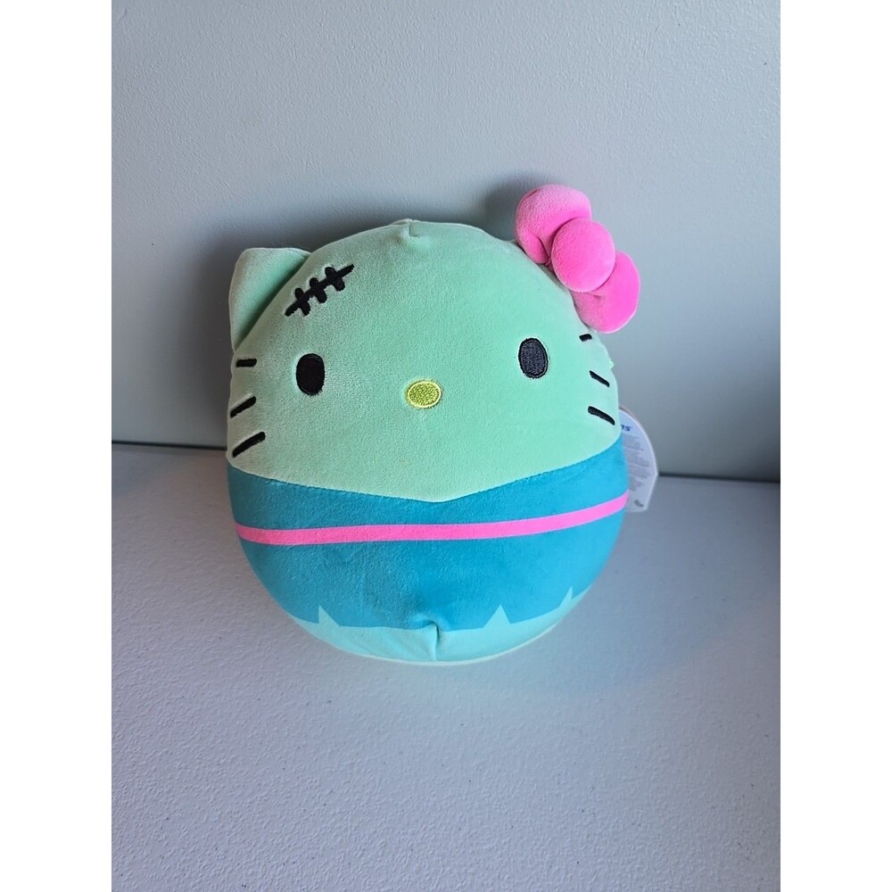 Hello Kitty Squishmallows Zombie Plush 8" Green & Pink Sanrio Frankenstein Cat